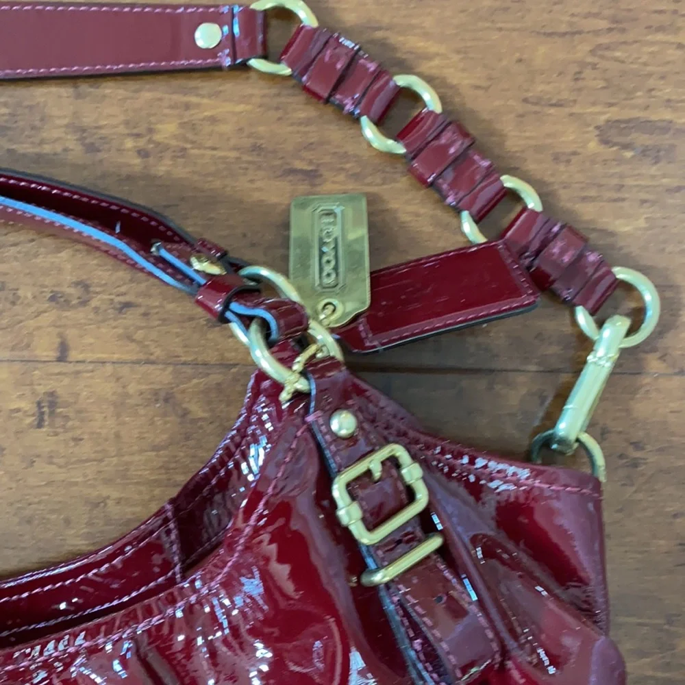 Coach Madison Burgundy Patent Leather Satchel - Picture 5 of 15